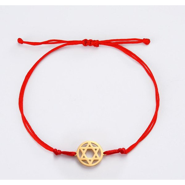 Dawapara Bransoletka Gwiazda Dawida ŻYdowska Modlitwa Judaika Heksagram Amulet Ochronny Prezent Dla Pary BiżUteria Ze Stali Nierdzewnej Red-image