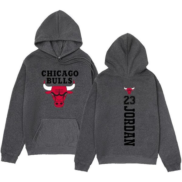 Jesień Zima MęSka Bluza Z Kapturem Z Nadrukiem KoszykóWki Bulls Modna Prosta LuźNa Casualowa Sportowa Bluza Z Kapturem L-image