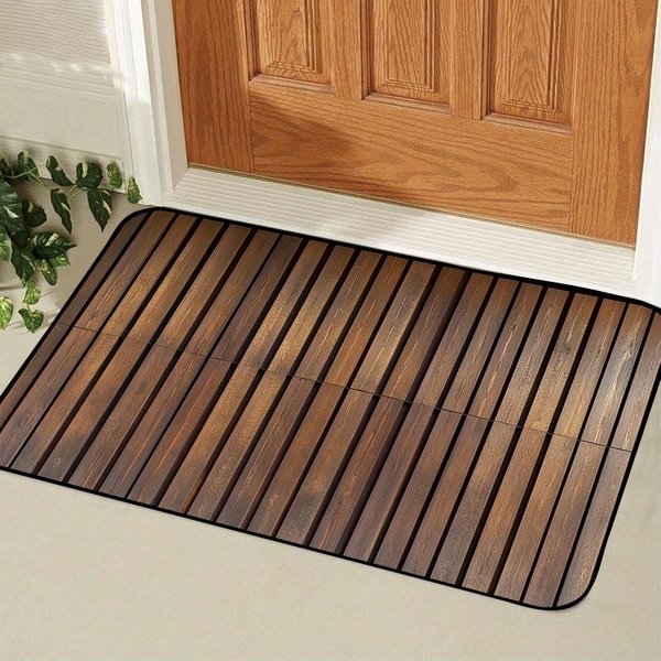 Retro Kwadratowa Mata ŁAzienkowa AntypośLizgowa Z Ziemi Okrzemkowej 3,5 Mm GrubośCi Mata AbsorbująCa Pod Drzwi Do Kabiny Prysznicowej Mata Toaletowa Mata Pod Drzwi 40X60Cm Black-image