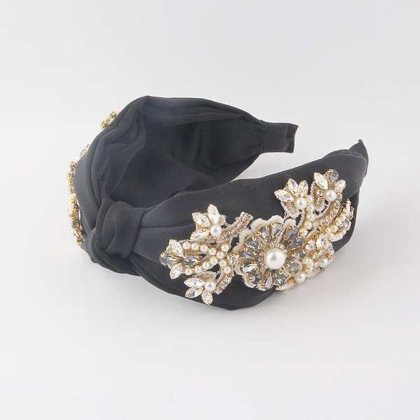 Diademas Diademas Bohemia Barroca Flor PedreríA Hechas A Mano Para Mujeres NiñAs Accesorios Para El Cabello Negro-image