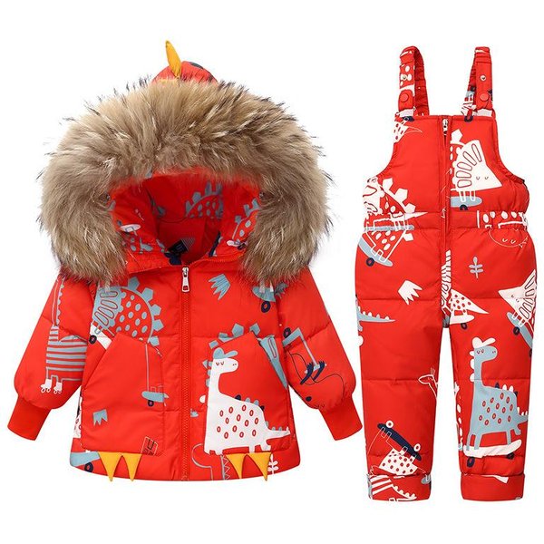 Zestaw DziecięCy Parka Z Kapturem ChłOpięCy Kombinezon NiemowlęCy DziewczęCy Zimowy CiepłY Kurtka Puchowa PłAszcz DziecięCy Kombinezon ŚNieżNy 110Cm-image