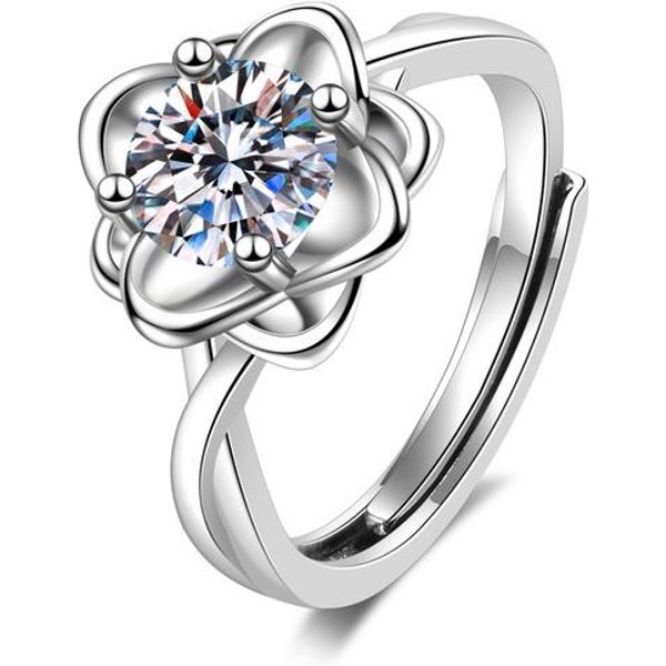 Anillo De Diamantes CláSico Nuevo Para Mujer Seis Garras Un Quilate Moissanita Micro-Engastado Gemas Anillos De Plata S925 Regalo De Aniversario Para Parejas De Enamorados 6 White-image