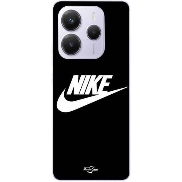 Etui - Maniacase - Xiaomi Redmi Note 14 5G - MięKkie - Czarne - BiałE Logo Nike-image