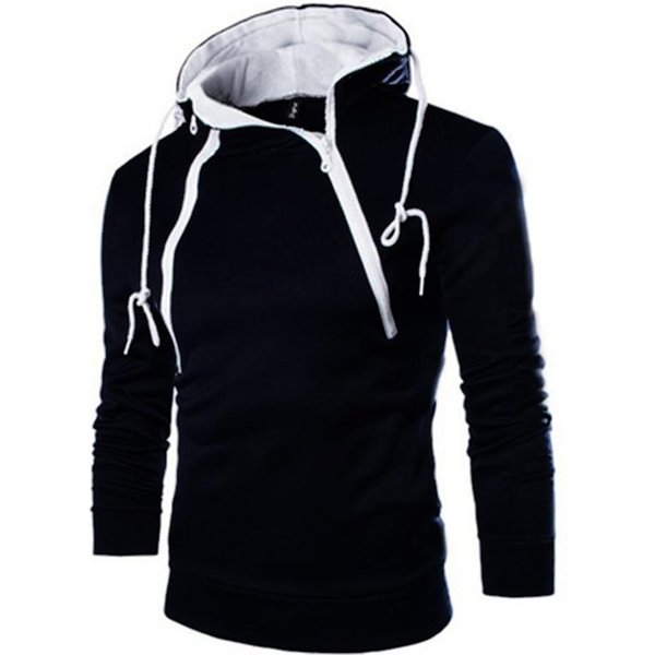 Fivefive MęSkie Bluzy Z Kapturem DłUgie Bluzy Z Kapturem Dla MężCzyzn Bluza Z Kapturem Na Zamek BłYskawiczny Bluza MęSka Z Wysokim KołNierzem Top Kurtka PłAszcz XXL Czarny-image