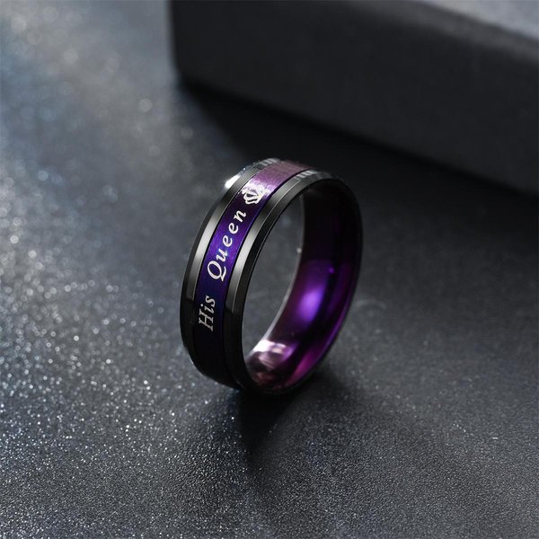 Anillos De Pareja De Moda, Anillo Llamativo De Su Rey Y Reina, Anillo RomáNtico De Corona De Acero Inoxidable, Anillo De Boda De Aniversario, Regalo De JoyeríA 9 Black-image