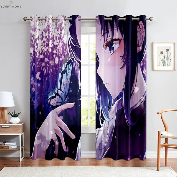 Cortinas Estampadas De Dibujos Animados Anime CóMic JaponéS Adecuadas Para Dormitorio Sala De Estar Dormitorio Estudio Cortinas Decorativas 2 Piezas W50Xh140(Cm)X2Pcs&Rod Pocket-image