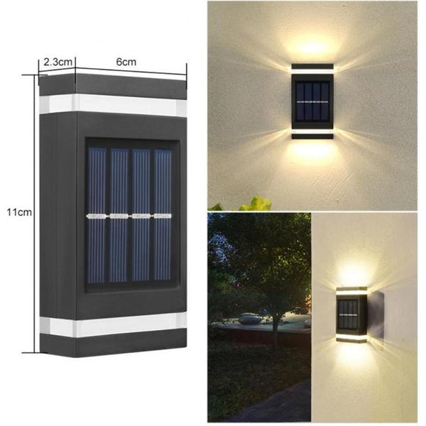 Lampa śCienna Na Energię SłOneczną ZewnęTrzna Wodoodporna Lampa Zasilana Energią SłOneczną W GóRę Iw Dół OśWietla Dom OgróD Dekoracja Ogrodu ŚWiatłO ZewnęTrzne-image