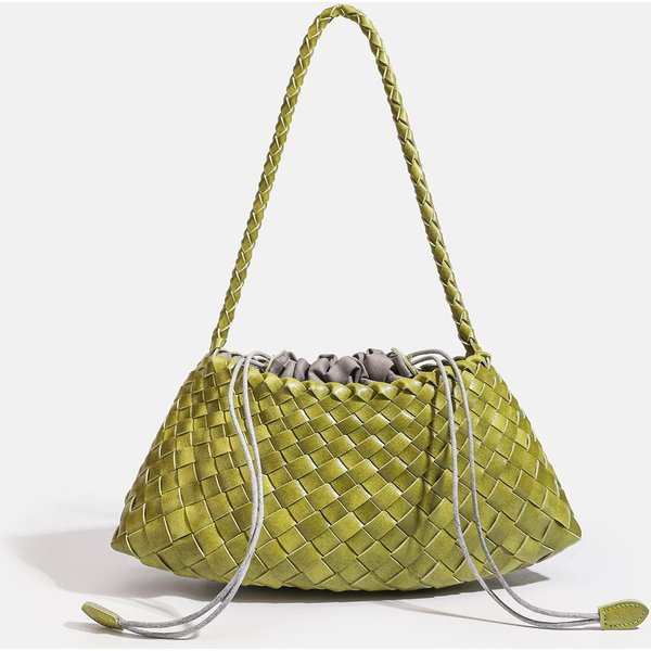 Bolso De Mano De Cuero Suave De Lujo Tejido A Mano Intrecciato Bolso De Hombro Para Axila Elegante Bolso Tote Con CordóN Para Mujeres Uso Diario Citas-image