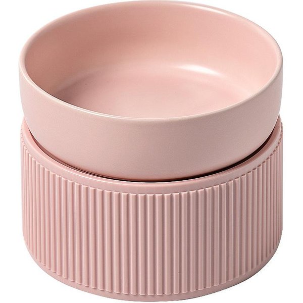 Cuenco De CeráMica Para Gatos Y Perros, Comedero Para Cachorros, Bebedero Elevado, Cuencos Blancos Y Rosados, Doble Para Gatos, Perros, Gatitos, AlimentacióN De Agua Color Rosa-image