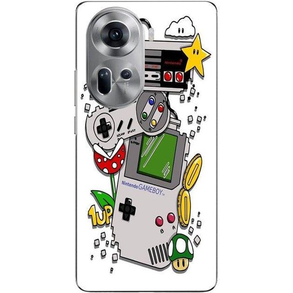 Coque De TéLéPhone - Maniacase - Oppo Reno 11 5G - Silicone - Souple - Vintage Nintendo Negro-image