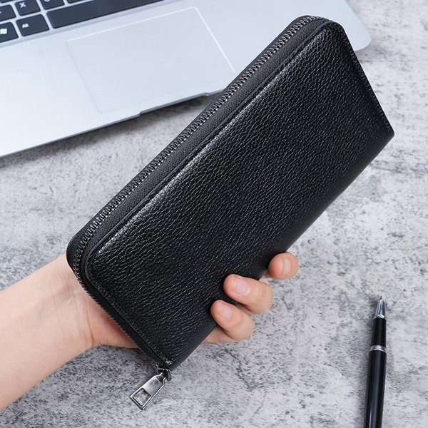 Billetera Larga Con Cremallera Para Hombre, Billetera Grande, Bolso De Mano, Bolsa Para TeléFono MóVil, Ocio, Tarjetas De Visita, Dinero.-image