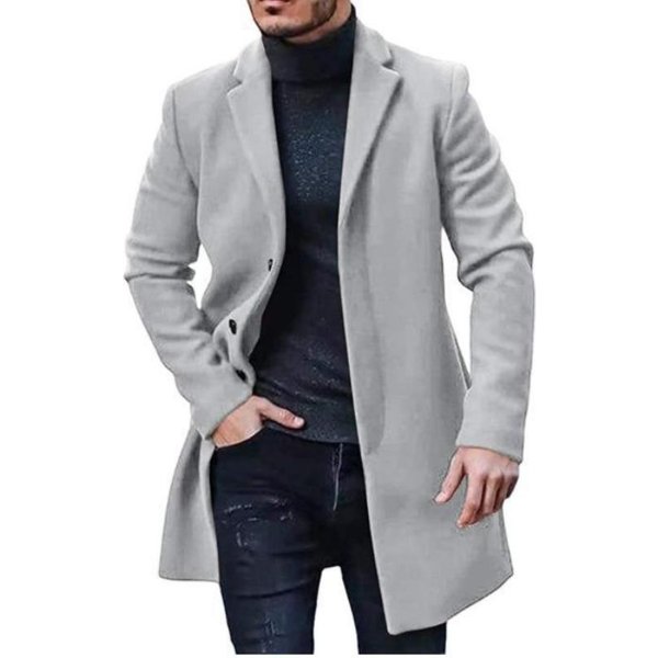 Abrigo De Lana Para Hombre Abrigo Cortavientos De Longitud Media 3XL Gray-image