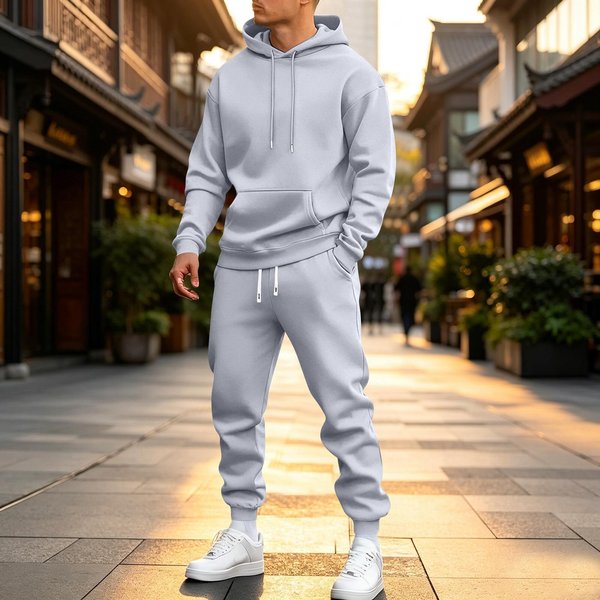 MęSki Kolorowy Komplet Bluza Z Kapturem I Spodnie Dresowe Casualowy Sportowy DwuczęśCiowy Dres XL-image