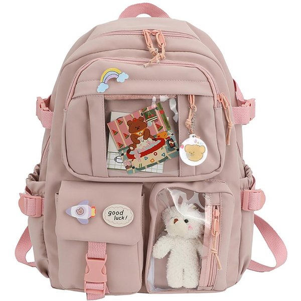 Zestaw 5 Szt. Kawaii Plecak Szkolny Dla DziewcząT Nastolatek PłóCienny Torba Na KsiążKi Z Torbą DużA Pojemność Plecak Szkolny-image