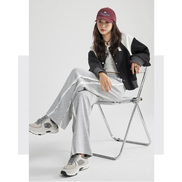 Pantalones De CháNdal Grises Para Mujer En Primavera Y OtoñO Cintura Alta Rectos Holgados Casual Pantalones De CháNdal Pantalones Anchos PequeñOs Para Mujer XXL Gray-image