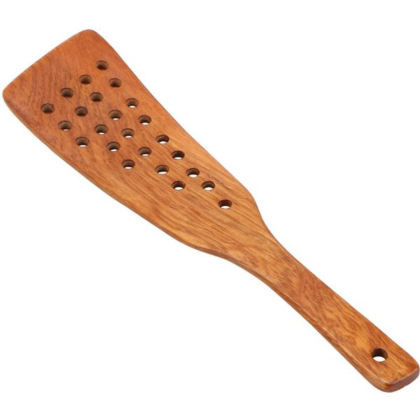 Pala Con Filtro Accesorios De Cocina Utensilios De Cocina Pala Para FreíR Filetes EspáTula De Madera SartéN Antiadherente 24 Agujeros 1Pc Brown-image