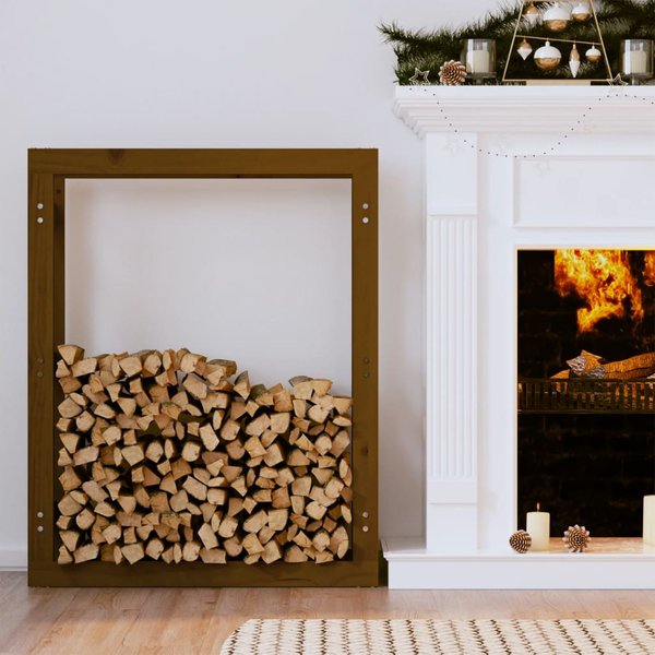 Vidaxl Stojak Na Drewno OpałOwe Miodowy BrąZ 80X25X100Cm, Lite Sosnowe-image