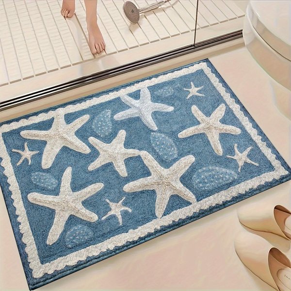 Mata łAzienkowa W Stylu Oceanu, ChłOnna Mata Do WejśCia Do łAzienki, AntypośLizgowy Dywanik Do Kabiny Prysznicowej, Dekoracja Domu 60X90CM(2X3FT-image