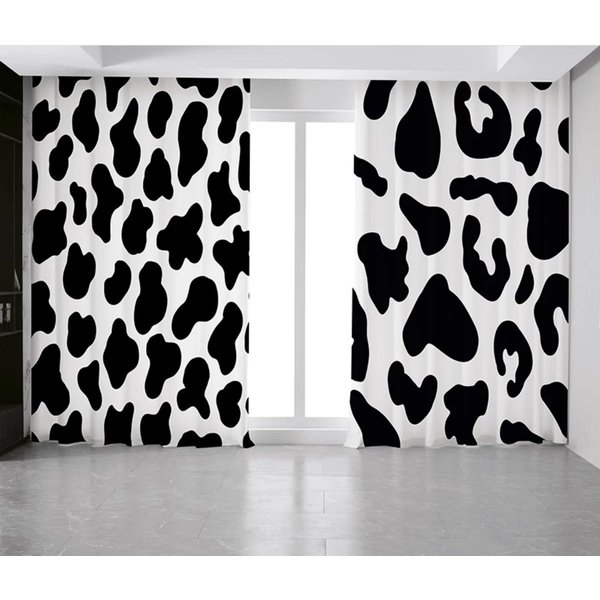Cortina Estilo NóRdico Alta Opacidad Lujo Ligero Simple Moderno Sala De Estar Dormitorio Estilo Blackout Rayas Cebra Blanco Y Negro Cortina Gruesa Nuevo W55 X H120Cm X 2&HOOK-image