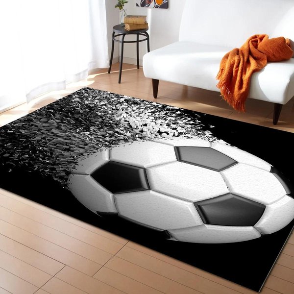 Dywan PiłKarski Dywanik Sportowy Do Pokoju DziecięCego ChłOpcóW ŁAzienki Salonu WejśCiowy Dekor PiłKa NożNa WewnęTrzna Mata PodłOgowa 100X150Cm-image
