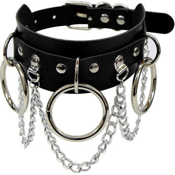 Collar Gargantilla De Acero Inoxidable Y Cuero PU Con Colgante Para Mujeres GóTico Punk Cadena sexy Gargantillas Bondage Regalo-image