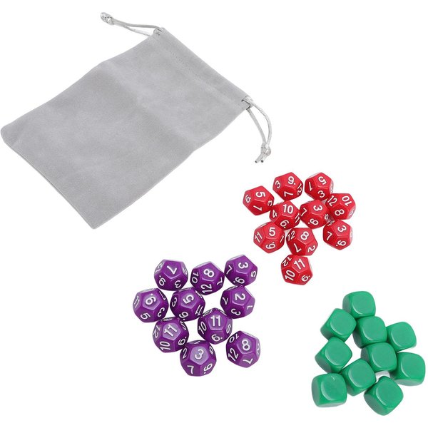 Set De Dados De PláStico Con 20 Dados De 12 Caras Y 10 Dados En Blanco De 6 Caras Bolsa De Almacenamiento Para Juegos De Mesa Gray-image
