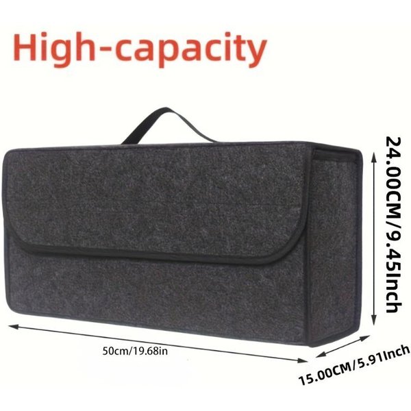 Compartimento Antideslizante Gris Para Maletero, Organizador De Herramientas, Bolsa Para Coche, Caja De Almacenamiento De Fieltro Suave, Accesorios Para Coche 50X24X15Cm Gris Oscuro-image