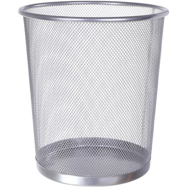Papelera De Malla MetáLica Redonda Y Abierta Para El Hogar, La Cocina, El BañO Y La Oficina. Gris-image