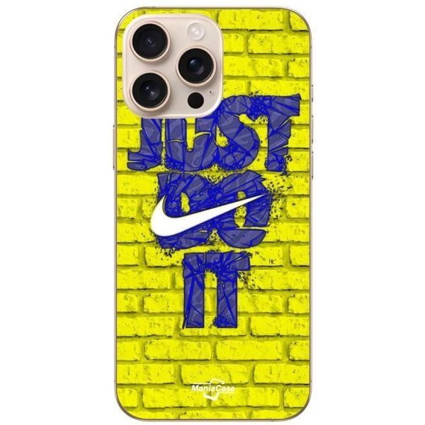 Funda Iphone 16 Pro Max Logo Just Do It Color Azul Frontal Amarillo Maniacase-image