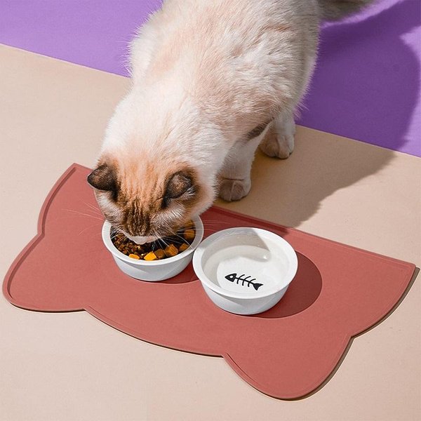 Cuenco De Silicona Para AlimentacióN De Mascotas, Tapete Para Comida Para Perros Y Gatos, Antiadherente, Impermeable, Bandeja De AlimentacióN Para Cachorros, CojíN De Agua, Mantel Individual Rojo Vino-image