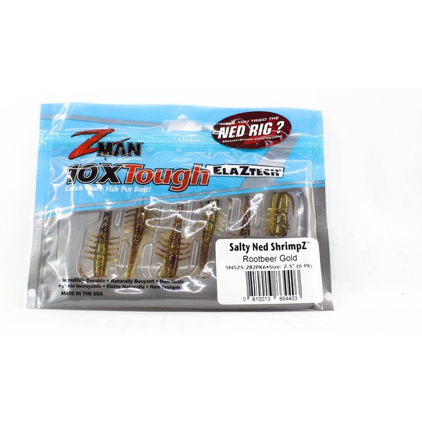 Zman PrzynęTa MięKka Salty Ned Shrimpz 2,5 Cala 6/Opakowanie Rootbeer Gold (4403)-image