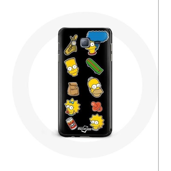 Coque Pour Samsung Galaxy J3 2016 Les Simpson Autocollants Fond Noir Negro-image