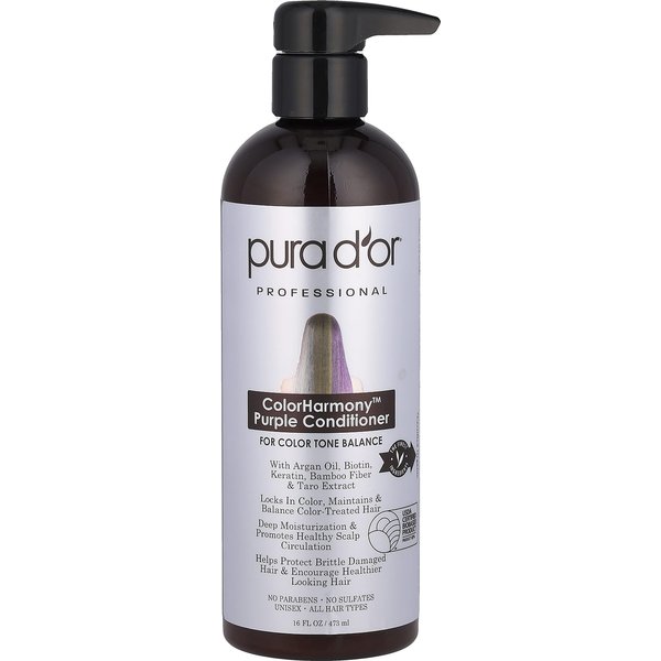 Pura D'or, Profesional, Acondicionador Colorharmony Morado, 16 Fl Oz (473Ml) Gray-image