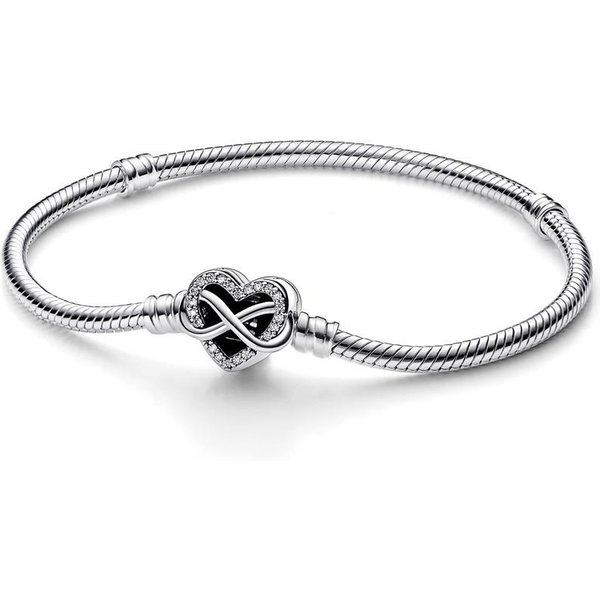 Oryginalna Bransoletka Moments Rose In Bloom ZapięCie Wąż ŁAńCuch Fit Europe Bransoletka 925 Srebro Sterling Koralik Charm BiżUteria ZróB To Sam 20Cm Gray-image