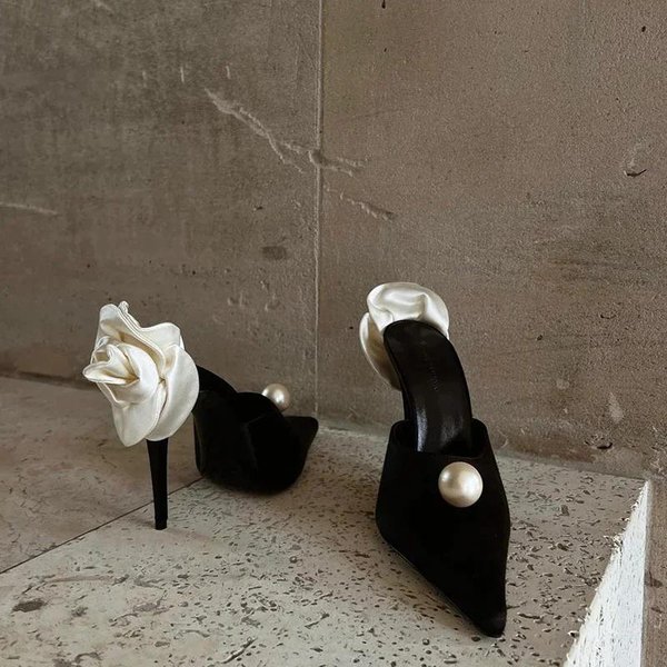 Lato Kobiety Seksowne Buty Na Wysokim Obcasie Markowe SandałY Moda CzółEnka Nowy Trend Sukienka Na Imprezę Femme Zapatillas Slingback Kapcie 43 Czarny-image