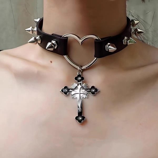 Diablo Goth Punk Babes Gargantilla Collar De Cuero Mujeres Y2K Dulce Fresco Cadena Para ClavíCula ExplosióN Transfronteriza Collar-image