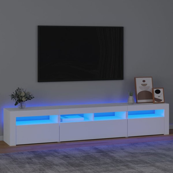 Vidaxl Mueble De TV Con IluminacióN Led, Blanco, 210X35X40 Cm-image