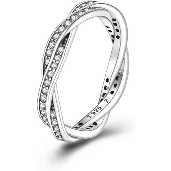 Venta Caliente 925 Anillo Apilable De Plata Esterlina Con Forma De CorazóN Infinito Y Margarita Para Mujer, Anillos De Plata 925 Originales, JoyeríA De Marca, Regalo 9 White-image
