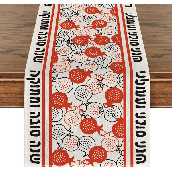 Rayas Acuarela Estampado De Granada Manteles De Lino JudíO Shana Tova Rosh Hashaná Mantel DecoracióN Fiesta Festiva JudíA 150X33Cm-image