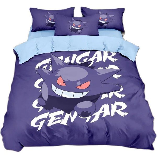 Drukowana 3D Kolekcja PośCieli Pokemon Gengar KreskóWka Anime Poszewka Na KołDrę Pokemon KołDra Poszewka Na Poduszkę ChłOpcy Dziewczynki Dzieci DorośLi KołDra C 140X200Cm 2Pcs-image
