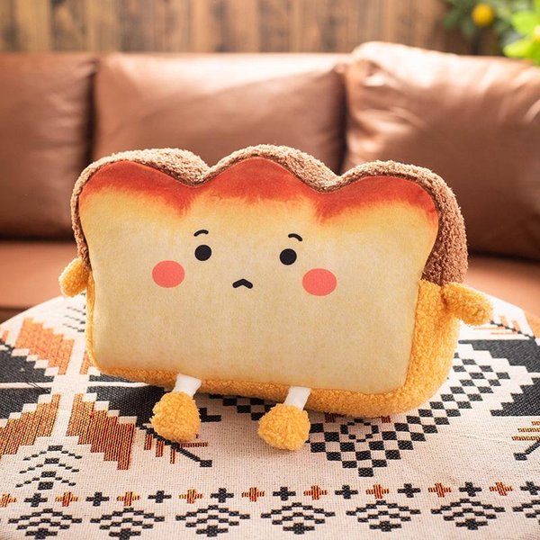 Almohada De Peluche De Tostada Kawaii Comida Tostada MuñEco Suave Calentador De Manos De Invierno CojíN De DecoracióN Del Hogar Juguetes Para NiñOs Regalo De CumpleañOs See Description-image