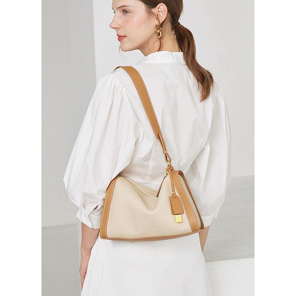 Bolsos Para Mujer Bolso De Cuero Para Cabeza Bolso Cruzado De Un Hombro Bolso Tote Bolso De Gama Alta Bolso De Cuero Tipo Almohada Para Mujer White-image