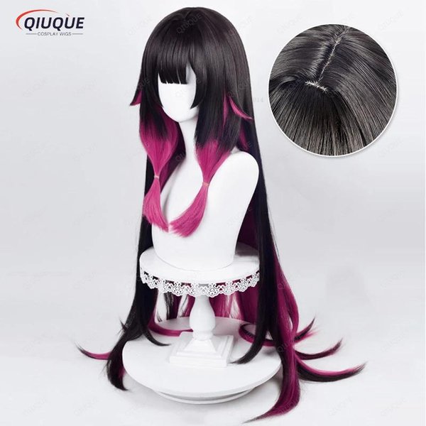 Gra Genshin Impact Fatui Cosplay Columbina Peruka 105Cm DłUga Gradientowa Odporna Na CiepłO Syntetyczne WłOsy Anime Impreza Peruki + Czepek Pod Perukę One Size Black-image
