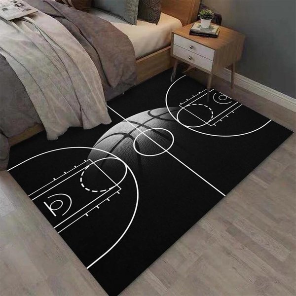 Dywanik Z Nadrukiem Boiska Do KoszykóWki, AntypośLizgowy Dywanik PodłOgowy Do Pokoju DziecięCego, Sypialni, Sportowy WystróJ Domu 120X160Cm 47X63Inch-image