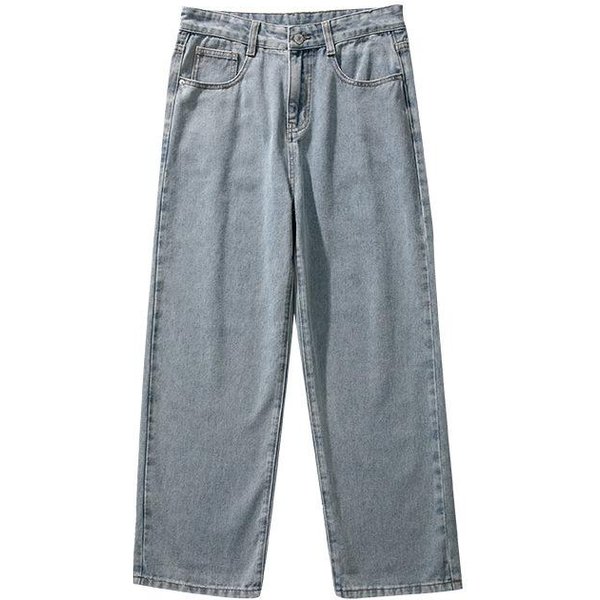 Nowe Letnie Czarne Retro Jeansy Spodnie MęSkie Proste LuźNe Spodnie 4XL Gray-image