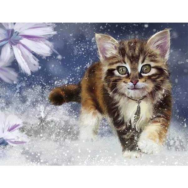 Bordado De Diamantes Pantalla Completa Animal Pintura De Diamantes Gato Imagen 20X30CM-image