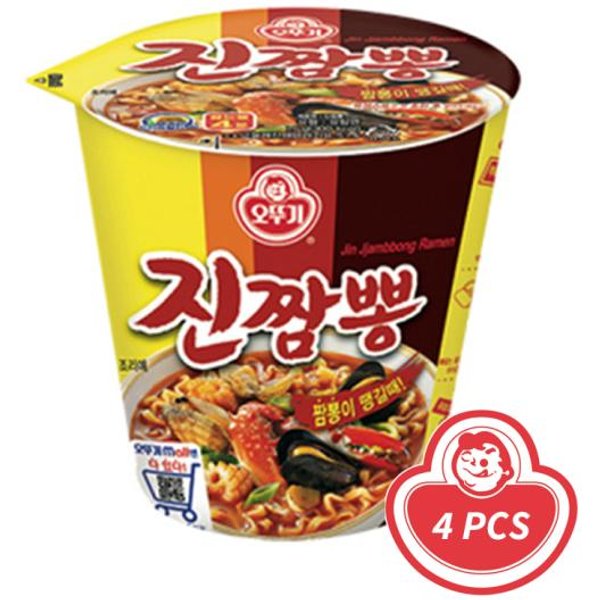 Ottogi Ramen De Marisco Picante/Jin-Jjamg-Bbong Taza PequeñA 75G (3 Opciones) 4PCS-image