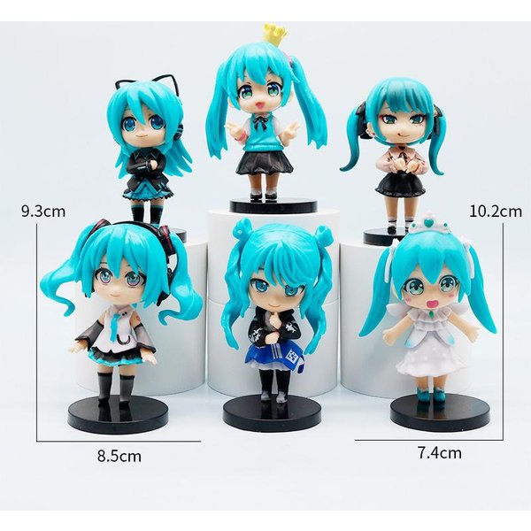6 Szt./Zestaw Anime Nowa Miku Figurka Mini Postacie Ozdoby Kawai Hatsune Dekoracja StołU Do Domu Zabawka Dla DorosłYch Prezent Dla Dziecka-image