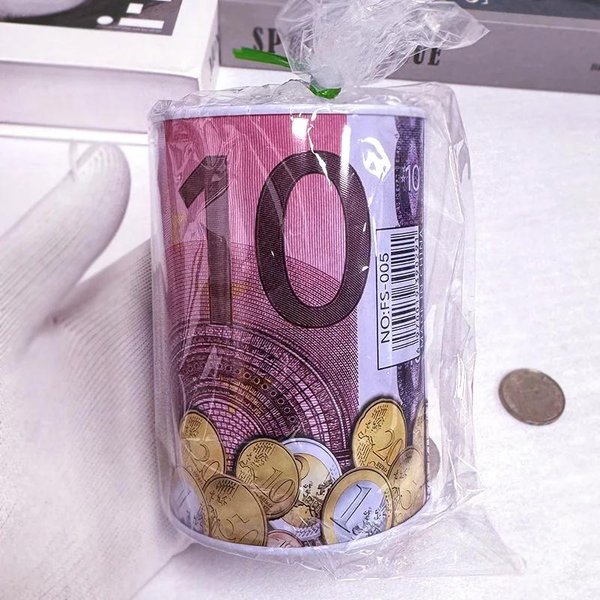 Kreatywny Cylinder Z Blachy BiałEj Skarbonka Euro Dolar Obrazek PudełKo Domowe OszczęDnośCiowe Skarbonka Dekoracja Domu Skarbonki Gray-image