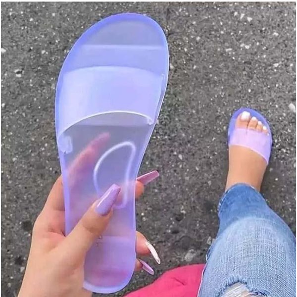 SandałY Damskie Seksowne Letnie Buty Damskie Wsuwane Modne SandałY Klapki Damskie Przezroczyste PłAskie Buty 39-image